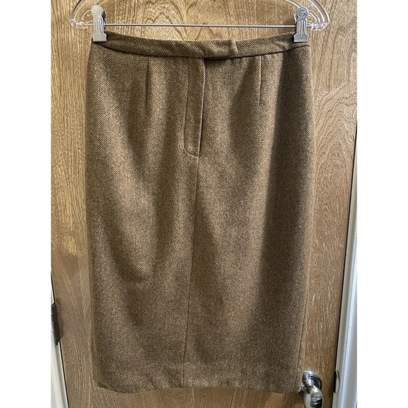Lauren Ralph Lauren Vintage Lambswool Brown Pencil Skirt Size 6 Tweed Brown Zip - Picture 4 of 8